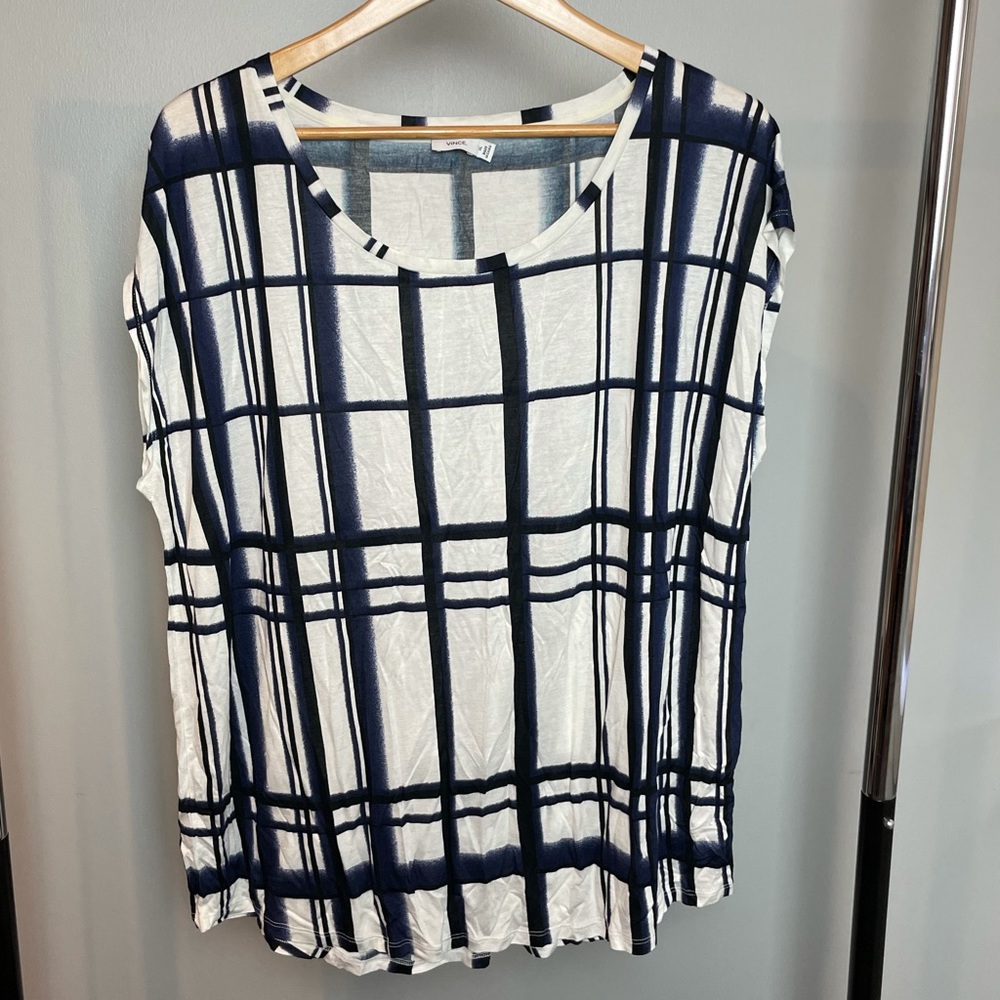 Vince White & Blue Boxy Top